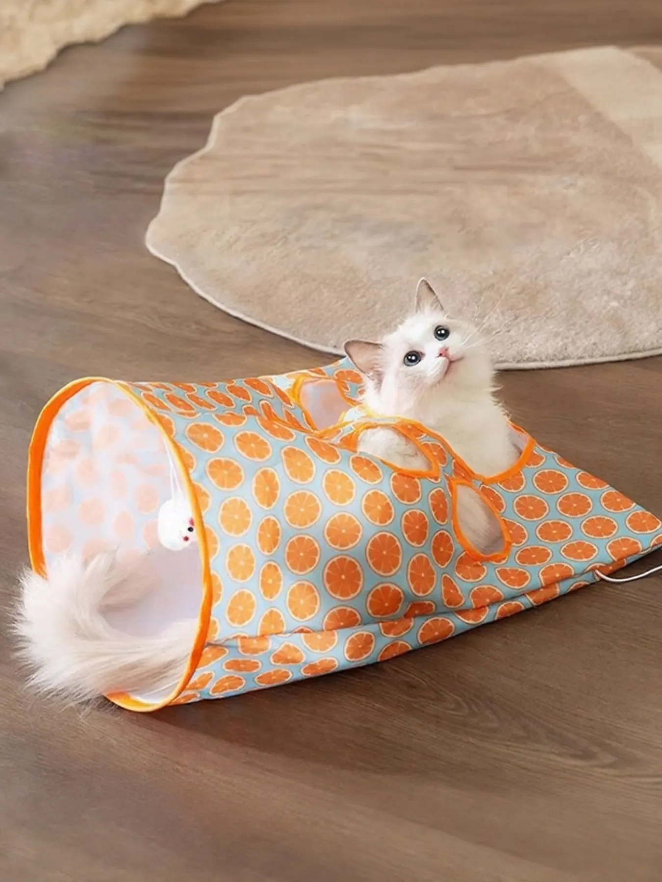 Collapsible Printed Cat Tunnel Toy